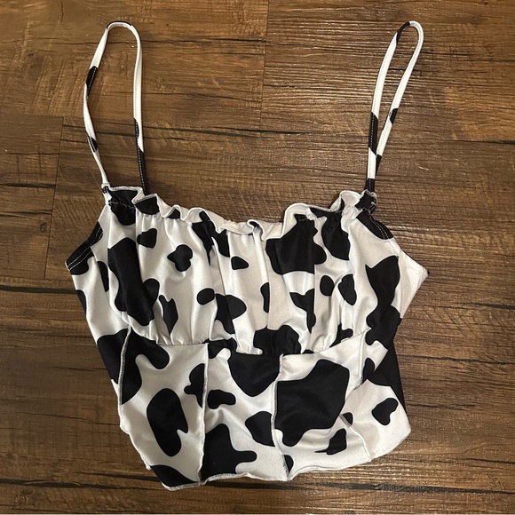 Tops - cow print corset top